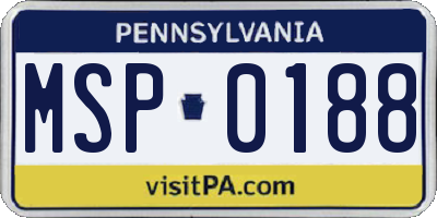 PA license plate MSP0188