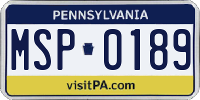 PA license plate MSP0189