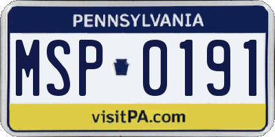 PA license plate MSP0191
