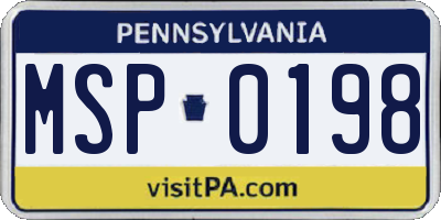 PA license plate MSP0198