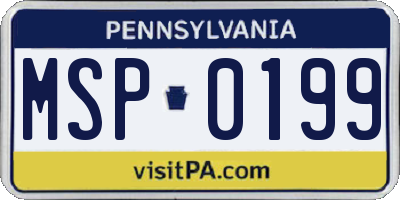 PA license plate MSP0199