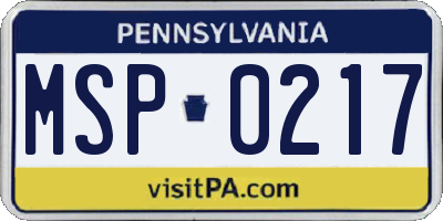 PA license plate MSP0217