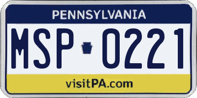 PA license plate MSP0221