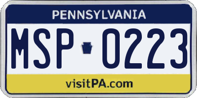 PA license plate MSP0223