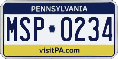 PA license plate MSP0234
