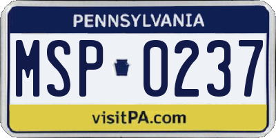 PA license plate MSP0237