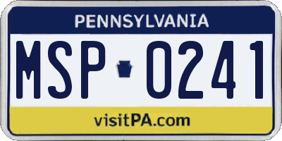 PA license plate MSP0241
