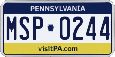 PA license plate MSP0244