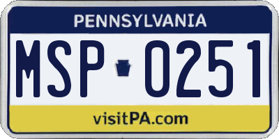 PA license plate MSP0251