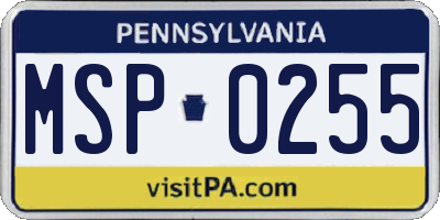 PA license plate MSP0255