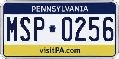 PA license plate MSP0256