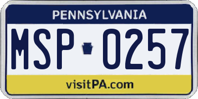 PA license plate MSP0257