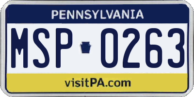PA license plate MSP0263