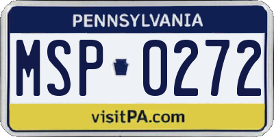 PA license plate MSP0272
