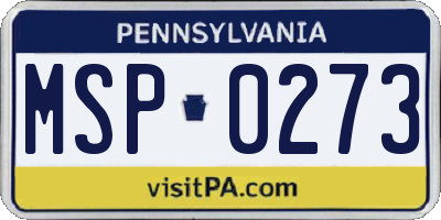PA license plate MSP0273