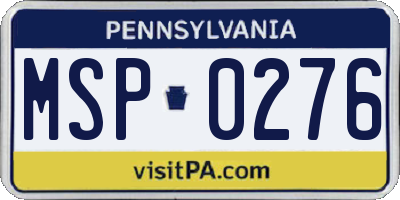PA license plate MSP0276