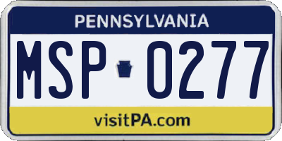 PA license plate MSP0277