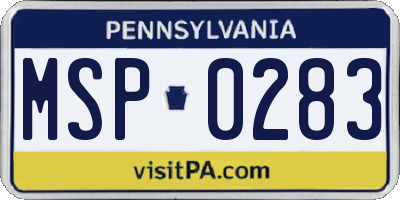 PA license plate MSP0283