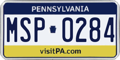 PA license plate MSP0284