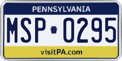 PA license plate MSP0295