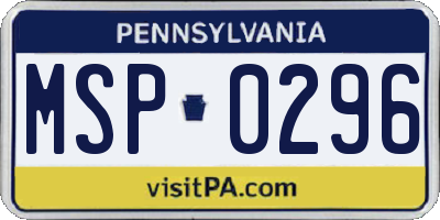 PA license plate MSP0296