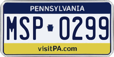 PA license plate MSP0299