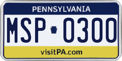 PA license plate MSP0300