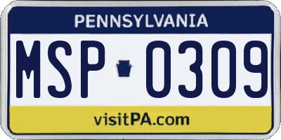 PA license plate MSP0309
