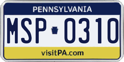 PA license plate MSP0310