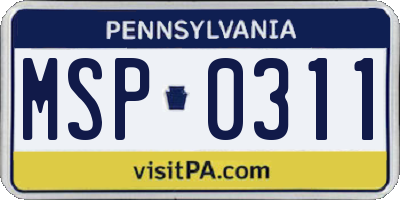 PA license plate MSP0311