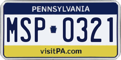 PA license plate MSP0321