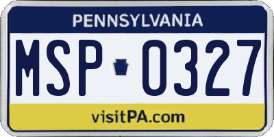 PA license plate MSP0327