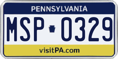 PA license plate MSP0329