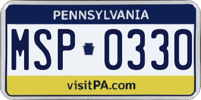 PA license plate MSP0330