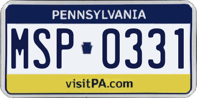 PA license plate MSP0331