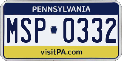 PA license plate MSP0332