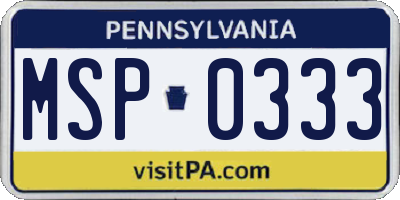 PA license plate MSP0333
