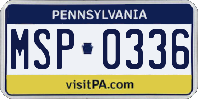 PA license plate MSP0336