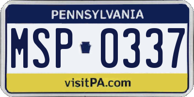 PA license plate MSP0337