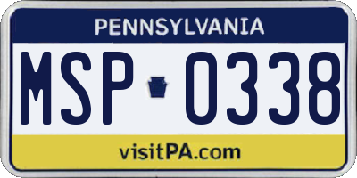 PA license plate MSP0338