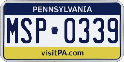 PA license plate MSP0339