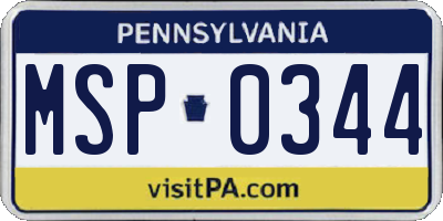 PA license plate MSP0344