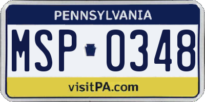 PA license plate MSP0348