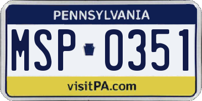 PA license plate MSP0351