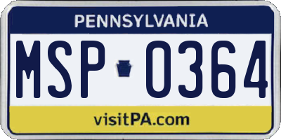 PA license plate MSP0364