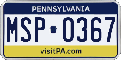 PA license plate MSP0367