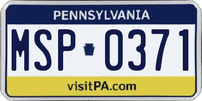 PA license plate MSP0371
