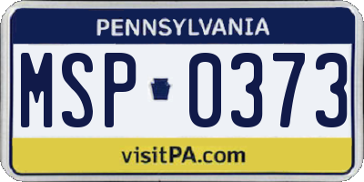 PA license plate MSP0373