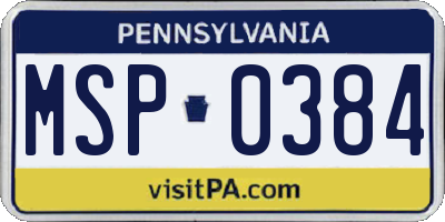 PA license plate MSP0384