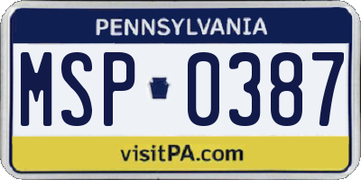 PA license plate MSP0387